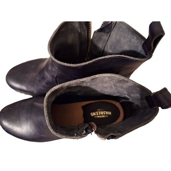 Womens‎ Swedish Hasbeens Zip It Emy Clog Bootie Wood Heel, Black leathe Sz 7.5 - Picture 7 of 9